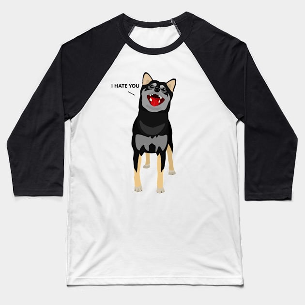 Black Shiba Inu Baseball T-Shirt by MushroomEye